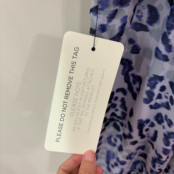 Adrianna Papell Purple Animal Print Midi Halter Tie Dress Womes 14 Wedding Party - Picture 11 of 16